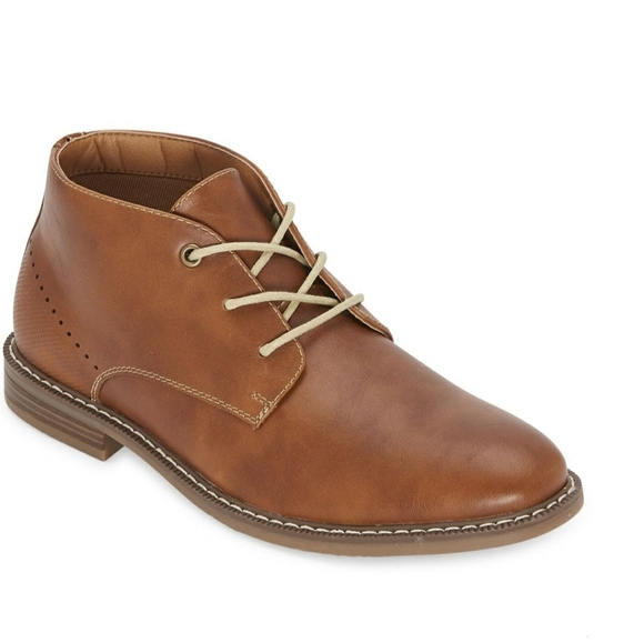 JF J.Ferrar Mens GilbertBlock Heel Chukka BootsSize 8M Men's Color Cognac Des - Picture 1 of 5